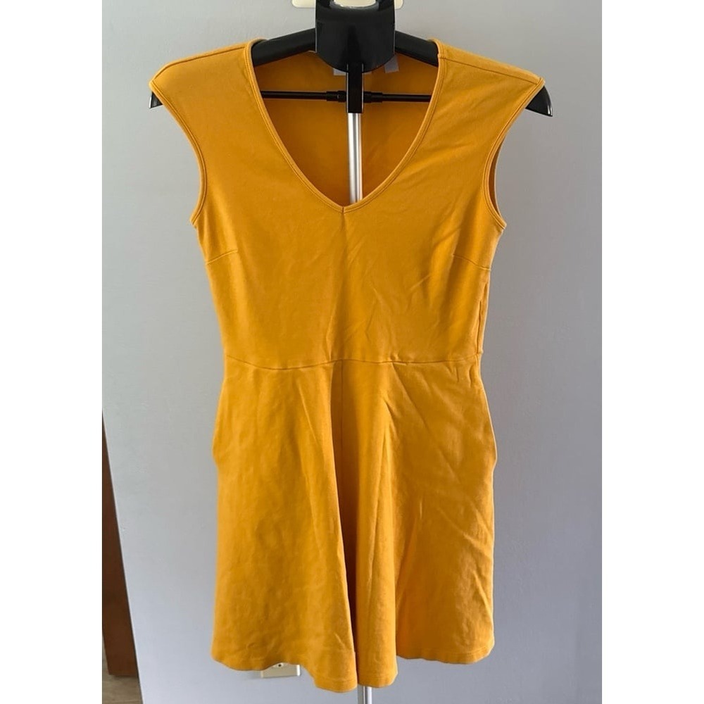 New York & Company Women's Yellow Sleeveless Dress With Pockets Size Small